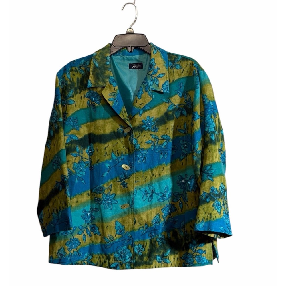Zalya XL Blazer Jacket Beaded Embroidered Eclectic Vibrant Artsy Whimsigoth